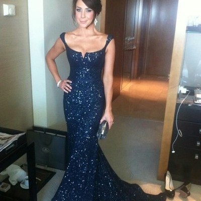 Dark navy beading custom made prom dresses,long evening dresses,prom dresses on sale, t140 - 394