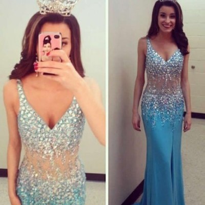 New arrival beading v-neck sexy prom dresses,long evening dresses,prom dresses on sale, t166 - 414