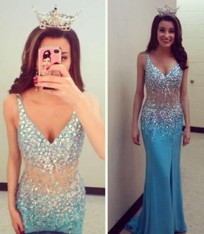 New Arrival Beading V-Neck Sexy Prom Dresses,Long Evening Dresses,Prom Dresses On Sale, T166 - 414