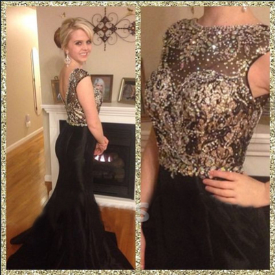 Backless beading real made black prom dresses,long evening dresses,prom dresses on sale, t145 - 397