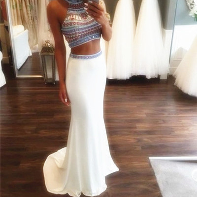 Two pieces mermaid beading charming prom dresses,long evening dresses,prom dresses on sale, t171 - 412