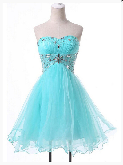 Blue Homecoming Dress,Tulle Homecoming Dresses,Sparkly Homecoming Gowns,2017 Fashion Prom Gown,Sweetheart Sweet 16 Dress,Crystals Homecoming Dresses