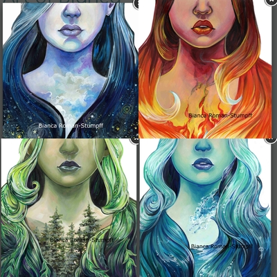 Aqua, Ember, Terra and Nova Elemental Nature print set