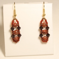 Red Poppy Jasper and Dark Red Crystal Dangle Earrings - Thumbnail 2