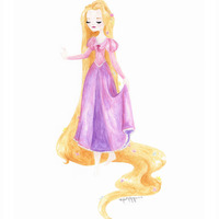Rapunzel 2 Watercolor Print - Thumbnail 1