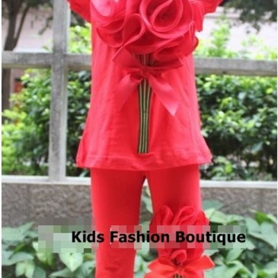 Girls red flower 2-pieces outfit