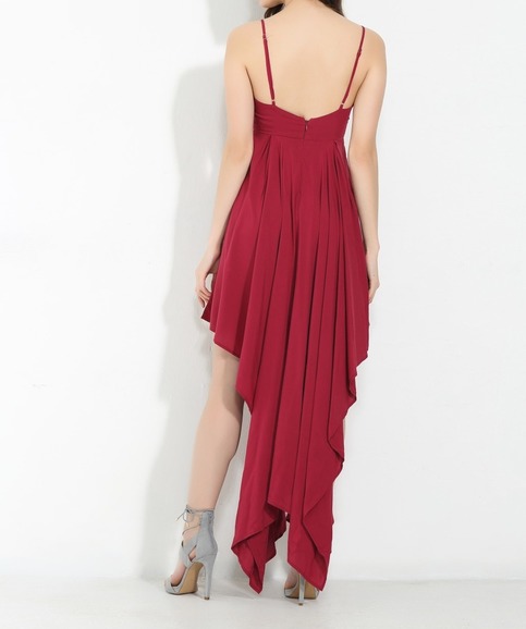Red Flowing Irregular Maxi Dress