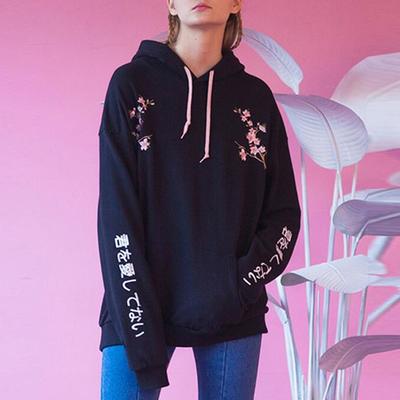 Plum blossom embroidered hoodie