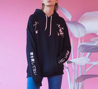 Plum Blossom Embroidered Hoodie