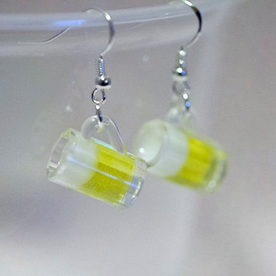 Kawaii miniature food dangle earrings - beer mug