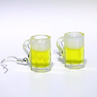 Kawaii Miniature Food Dangle Earrings - Beer Mug - Thumbnail 1