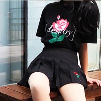 DESTROY RED ROSE TEE / SKIRT ( BLACK ) - Thumbnail 1