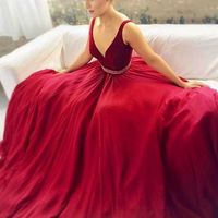 Amazing red v neck long prom dress,red evening dresses - Thumbnail 1