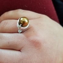 Silver wire faux pearl ring
