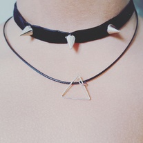 Black Velvet Spiked Double Choker