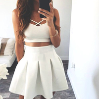 Cute white 2 pieces short  prom dress,white evening dresses - Thumbnail 1