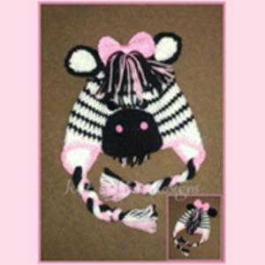 Crocheted Zebra Hat - girl