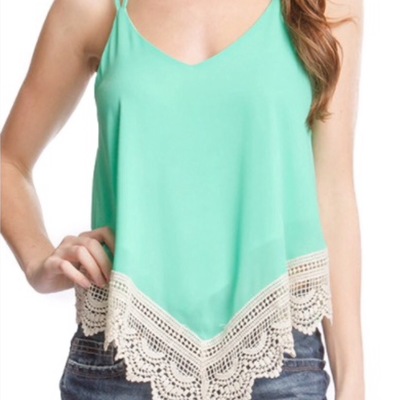 Crochet embellished tank ~ black