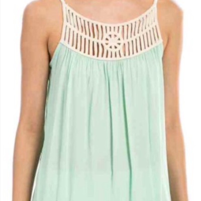 Crochet top accent tank ~ dusty pink