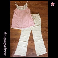 Crochet Top Accent Tank ~ Dusty Pink - Thumbnail 1