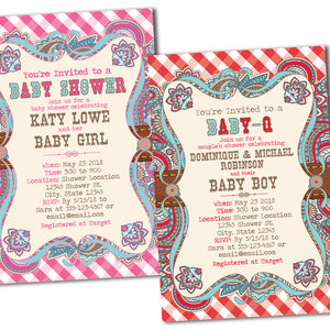 Western baby shower invitations, country baby shower invitations - Thumbnail 1