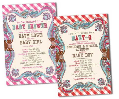 Western Baby Shower Invitations, Country Baby Shower Invitations