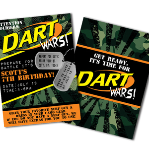 Dart Wars Birthday Invitations | Metro-Events