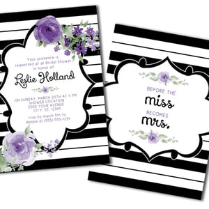 Purple flower, bridal shower invitations - Thumbnail 1