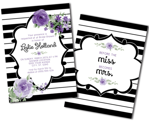 Purple Flower, Bridal Shower Invitations