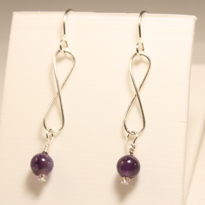 Infinity amethyst gemstone earrings in sterling silver - Thumbnail 4