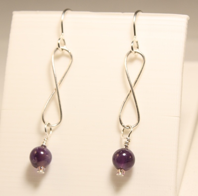 Infinity Amethyst Gemstone Earrings in Sterling Silver