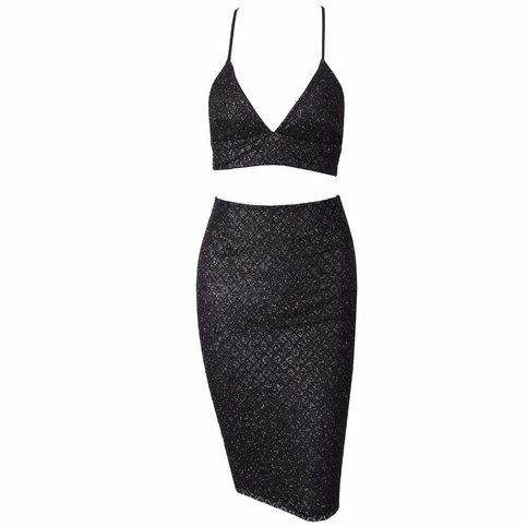 Black Sparkly Elegant Two Pieces Set
