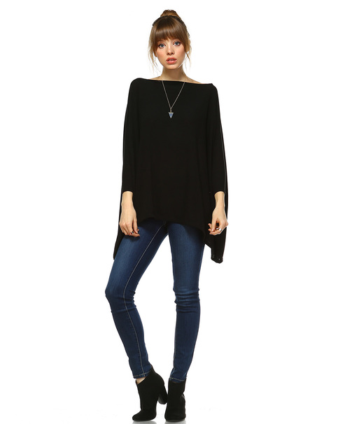 Shift Knitted Basic Plain Two Ways Tunic~2 colors