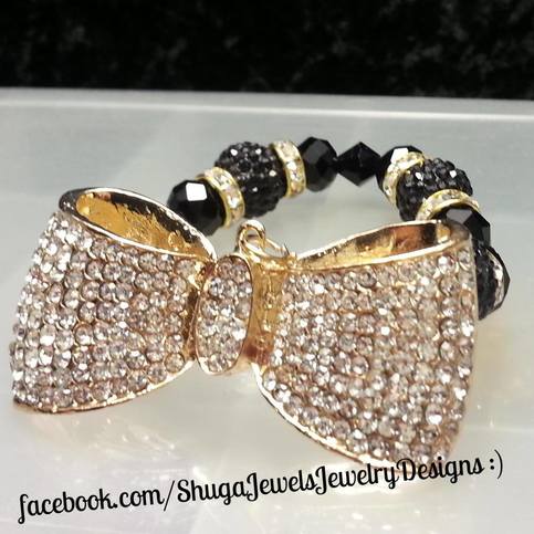 Rhinestone bow bracelet