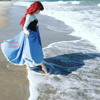 P245 COSPLAY kiss the girl Ariel Princess little mermaid women costume with bow - Thumbnail 4