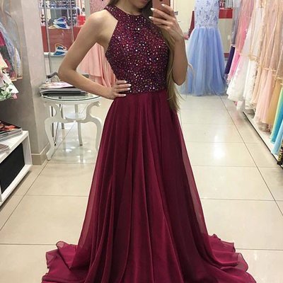 Burgundy beaded prom dresses celebrity dresses banquet dresses