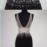 Mermaid Prom Dresses,V Neck Party Dresses,Beaded Celebrity Dresses - Thumbnail 1