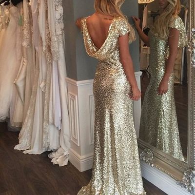 Luxury bling sparkle prom dress evening dress cap sleeves sequins lace long prom dresses evening dresses party dress - Thumbnail 5