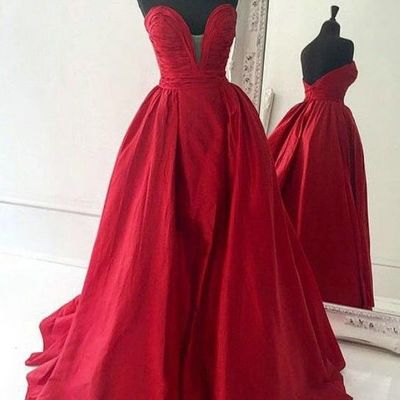 Elegant prom dress evening dress red sweetheart detachable train red long evening dresses prom dresses 