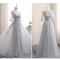 Stylish lace tulle long prom dress,evening dress,homecoming dresses - Thumbnail 2