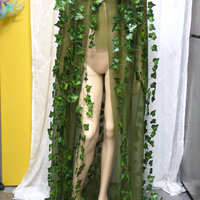 Poison Ivy Cape Costume Cosplay Dance Costume Rave Bra Halloween Burlesque Show Girl - Thumbnail 3