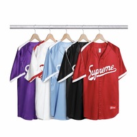 Supreme satin baseball jersey Ss17. Large . Black  - Thumbnail 2
