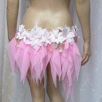 Pearl Pink White Fairy Monokini Cosplay Dance Costume Rave Bra Halloween Burlesque Show Girl - Thumbnail 3