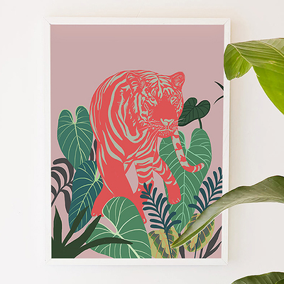 Aloha Tiger, aloha, hawaii, jungle, tiger, animal, digital, illustration, art print