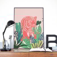 Aloha Tiger, aloha, hawaii, jungle, tiger, animal, digital, illustration, art print - Thumbnail 1
