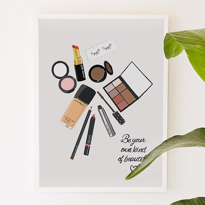 Be your own kind of beautiful, beauty, girly, fashion, plant, aloha,digital, illustration, art print