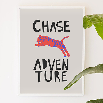 Chase Adventure, Nursery, boy, children, digital, illustration, art print
