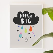 Dream Big, children, nursery, kids, digital, illustration, art print