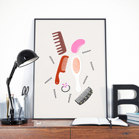 Favorite Hair Brushes, fashion, girly, digital, illustration, art print - Thumbnail 1