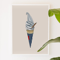 Gray Ice Cream, food, kitchen, children, digital, illustration, art print - Thumbnail 1